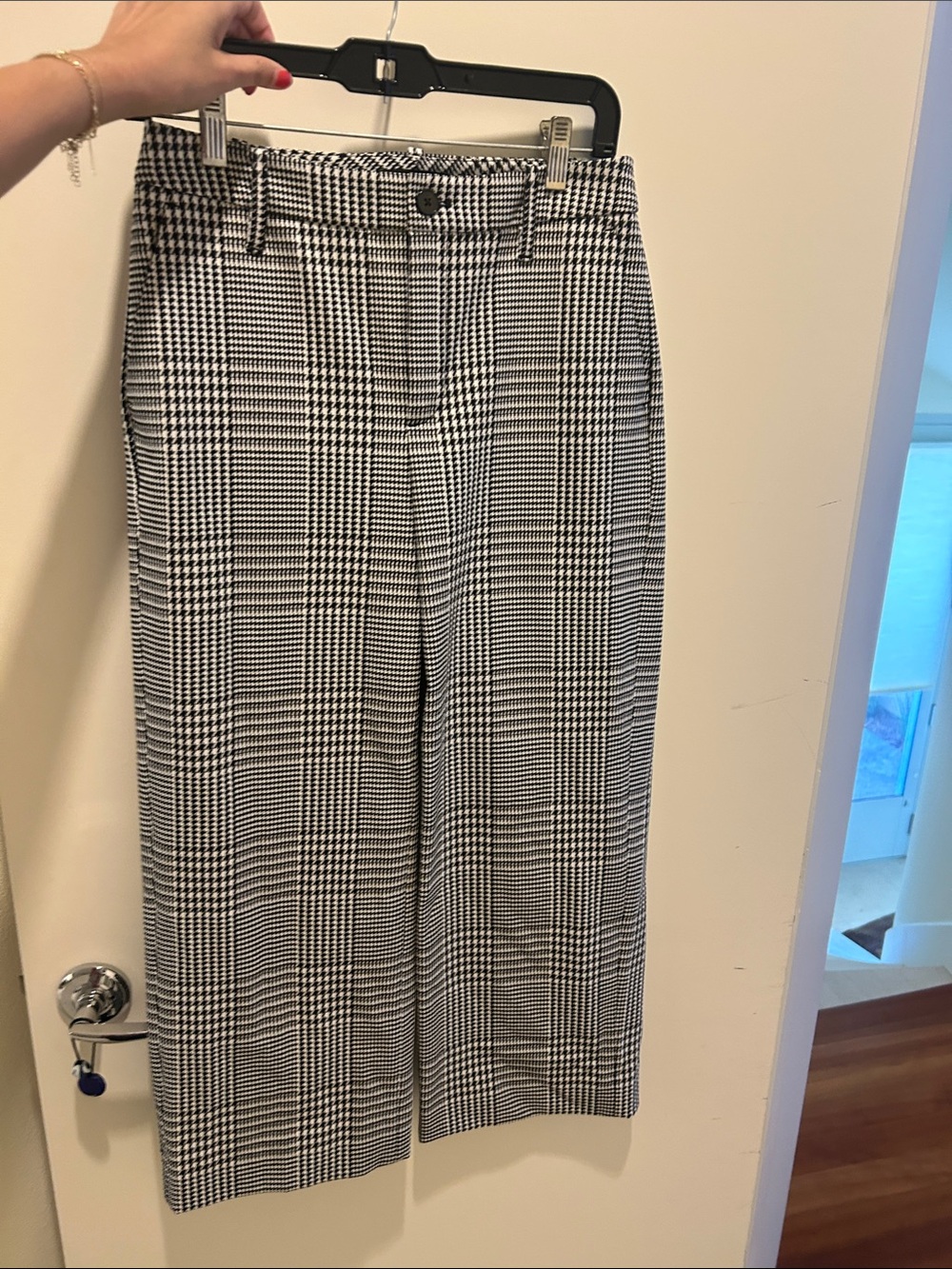Banana Republic Black & White Plaid Wide-Leg Pants